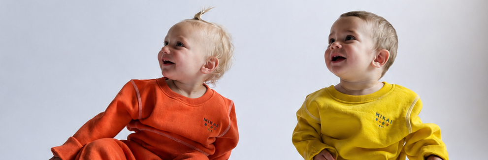 Mikai Baby kids in orange and yellow matching sets